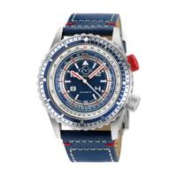 Gevril GV2 Contasecondi Men&apos;s Blue/Red Dial Blue Calfskin Leather Watch 3507 Heren Horloge - thumbnail
