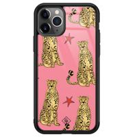iPhone 11 Pro Max glazen hardcase - The pink leopard - thumbnail