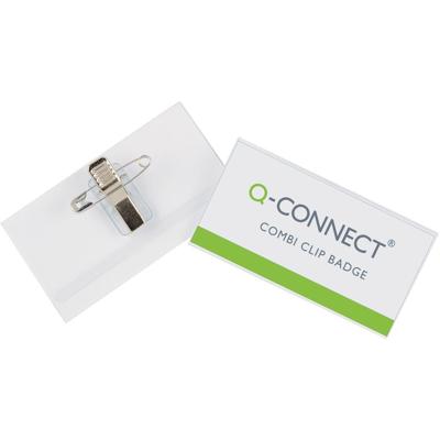 Q-CONNECT badge met combiklem 90 x 54 mm, doos van 50 stuks