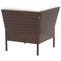 3-delige Loungeset met kussens poly rattan bruin - thumbnail