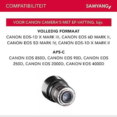 Samyang MF 85 mm F1,4 AS IF UMC voor Canon EF - full-frame portretlens voor Canon EF/EF-S Mount, geschikt voor APS-C, handmatige focus, voor DSLR Canon camera's EOS 6D Mark II, 1Dx Mark III