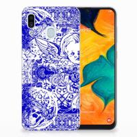 Silicone Back Case Samsung Galaxy A30 Angel Skull Blauw - thumbnail