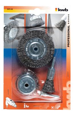 kwb 597500 Draadborstelset, 4-delig, staaldraad, gegolfd 1 set(s)