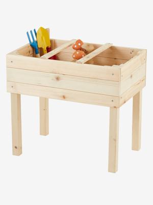 Vierkante houten moestuin beige