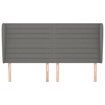 Hoofdbord met randen 183x23x118/128 cm stof donkergrijs