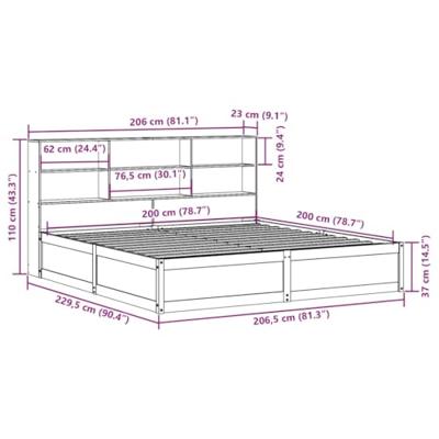 Bedframe zonder matras massief grenenhout wasbruin 200x200 cm
