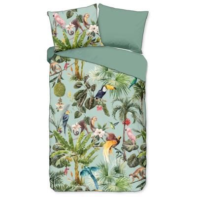 Descanso Dekbedovertrek "dieren in de jungle" - Groen - (140x200/220 cm) - Biologisch Katoen satijn