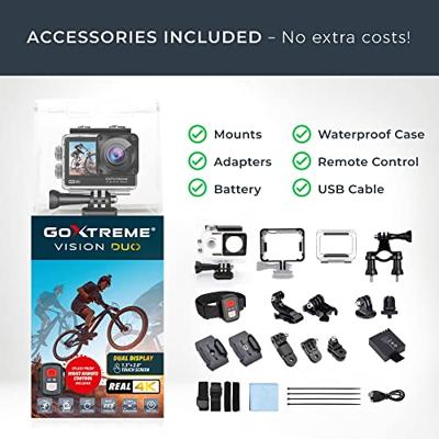 GoXtreme GoXtreme Vision Duo 4K Actioncam 4K, Dual-display, Spatwaterdicht, Stofdicht, Waterdicht, WiFi, Time-lapse GoXtreme GoXtreme Vision Duo 4K Actioncam 4K, Dual-display, Spatwaterdicht, Stofdicht, Waterdicht, WiFi, Time-lapse