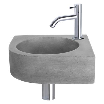 Differnz Cleo fonteinset - 31.5x31.5x10cm - Kwartrond - 1 kraangat - Gebogen chromen kraan - Beton Grijs 38.401.25