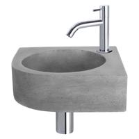 Differnz Cleo fonteinset - 31.5x31.5x10cm - Kwartrond - 1 kraangat - Gebogen chromen kraan - Beton Grijs 38.401.25 - thumbnail