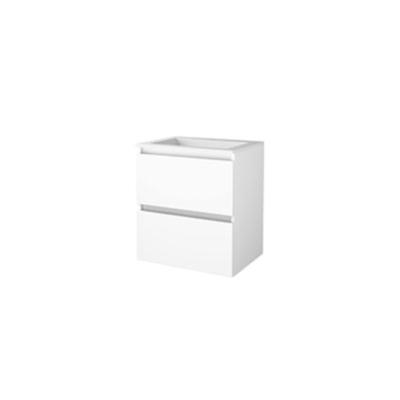 Basic-Line Start 46 Badkamermeubelset - 60 x 46 cm - Greeploos - 2 Lades - Acryl Wastafel - 1 Kraangat - Ice White