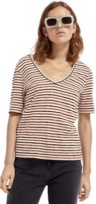Tee with pointelle stripe combo b