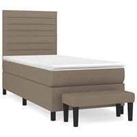 Boxspring met matras stof taupe 90x200 cm - thumbnail