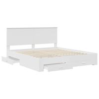 Bedframe met hoofdeinde met lade Wit 200 x 200 cm Bewerkt hout - thumbnail