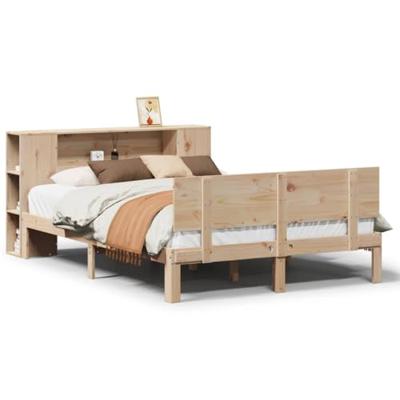 Bed met boekenkast zonder matras massief grenenhout 140x200 cm - thumbnail