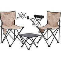 Tafel met twee stoelen Lifetime Zwart Crème 42 x 42 x 72 cm - thumbnail