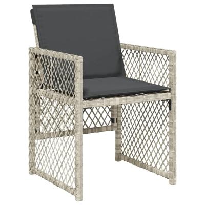 5-delige Tuinset met kussens poly rattan lichtgrijs - thumbnail