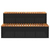 VidaXL Hottub-opstap 100x50x50,5 cm poly rattan&massief acaciahout - thumbnail