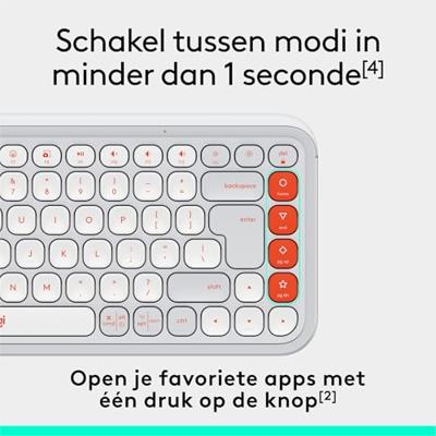 Logitech POP ICON KEYS draadloos Bluetooth-toetsenbord, comfortabel typen, programmeerbare toetsen, eenvoudig schakelen tussen maximaal 3 apparaten, voor laptop, tablet, pc, US INT'L QWERTY - Wit