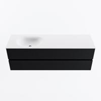 MONDIAZ VICA 150cm badmeubel onderkast Urban 2 lades. Wastafel MOON links zonder kraangat, kleur Talc. - thumbnail