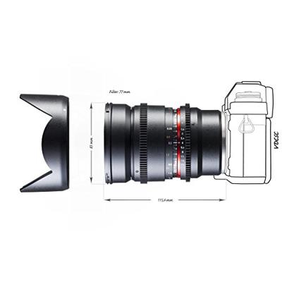 Walimex Pro 16mm 1:2.2 VCSC video- en foto groothoeklens voor Sony E lensbajonet zwart (voor APS-C-sensor berekend, IF, traploze diafragmainstelling, incl. beschermdeksel en lenszak)