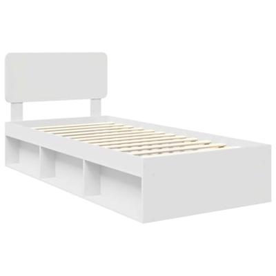 Bedframe met hoofdeinde Wit 90 x 190 cm Massief grenenhout