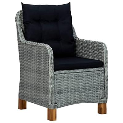 Tuinstoelen 2 st met kussens poly rattan lichtgrijs