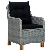 Tuinstoelen 2 st met kussens poly rattan lichtgrijs - thumbnail
