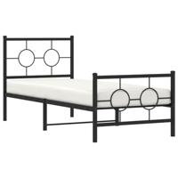 Bedframe met hoofd- en voeteneinde metaal zwart 75x190 cm - thumbnail