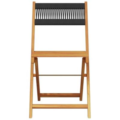 3-delige Bistroset polypropeen en massief hout zwart