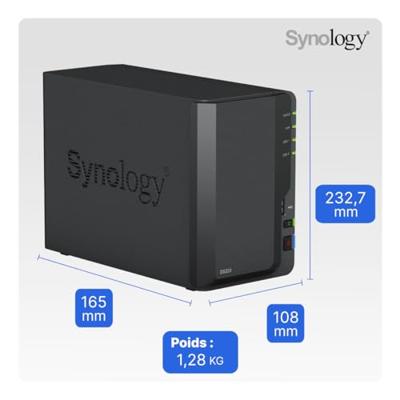 Synology DiskStation DS223 NAS-serverbehuizing 0 GB 2 Bay USB 3.2 Gen 1 front aansluiting (USB 3.0), Synology hard- en software, Hardwarematige codering,