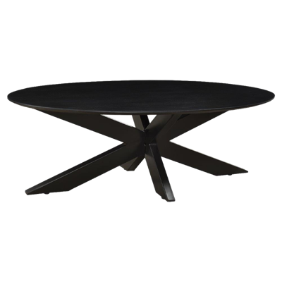 LivingFurn Ovale Salontafel 'Oslo' Mangohout, kleur Zwart, 130 cm LivingFurn Ovale Salontafel 'Oslo' Mangohout, kleur Zwart, 130 cm