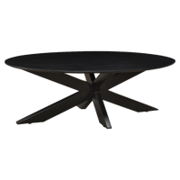 LivingFurn Ovale Salontafel 'Oslo' Mangohout, kleur Zwart, 130 cm - thumbnail