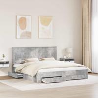 Bedframe met hoofdeinde Beton Grijs 200 x 200 cm Bewerkt hout - thumbnail