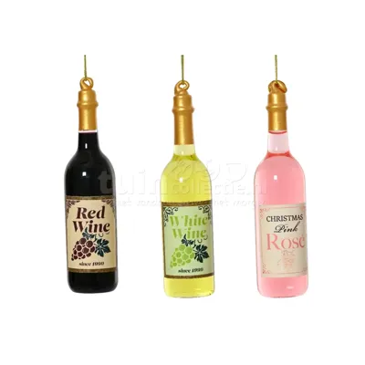 Decoris kersthanger glas fles wijn - assortiment