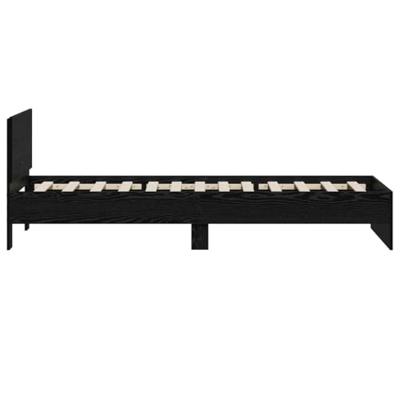 Bedframe met hoofdeinde Zwart eiken 90 x 200 cm Bewerkt hout