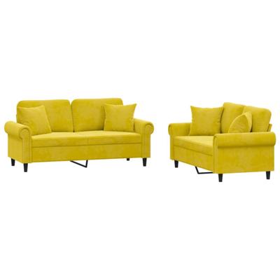 2-delige Loungeset met kussens fluweel geel - thumbnail