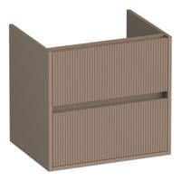 Brauer Adore Wavy - Onderkast - 60 cm - met 2 Softclose Lades Greeploos en 1 Sifon Uitsparing - Mat Mokka - thumbnail