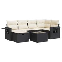 6-delige Loungeset met kussens poly rattan zwart - thumbnail