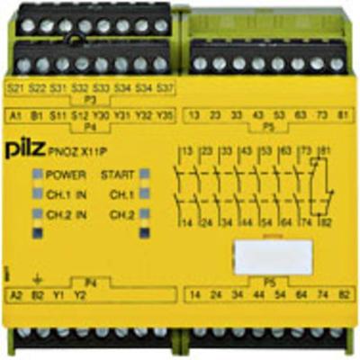 PILZ PNOZ X11P 24VAC 24VDC 7n/o 1n/c 2so Veiligheidsschakelapparaat Voedingsspanning (num): 24 V/DC 7x NO, 1x NC (b x h x d) 90 x 94 x 121 mm 1 stuk(s)