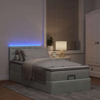 Ottoman bed met matras en LED's 180x200cm fluweel lichtgrijs - thumbnail