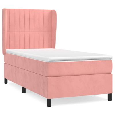Boxspring met matras fluweel roze 80x200 cm