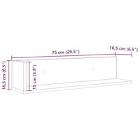Wandschappen 2 st 75x16,5x16,5 cm bewerkt hout zwart - thumbnail