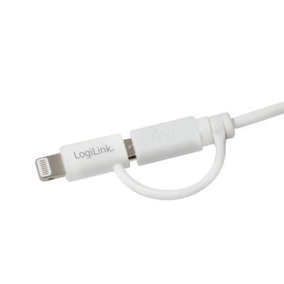 Logilink cu0115 USB naar Micro Sync en oplaadkabel met Lightning-adapter, 1,00 m, wit
