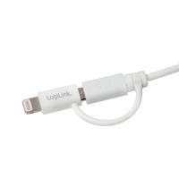 LogiLink CU0118 USB-kabel USB 2.0 USB-A stekker, USB-micro-B stekker, Apple Lightning stekker 1.00 m Wit - thumbnail