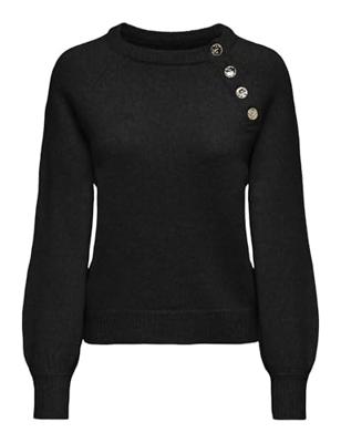 Only Onlemma Life Ls Button Oneck Knt Noos Trui Black