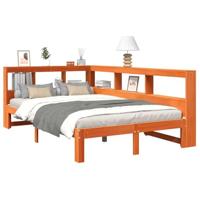 Bed met boekenkast zonder matras grenenhout wasbruin 120x190 cm - thumbnail