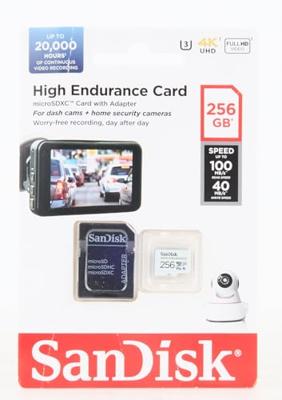 SanDisk high endurance microsdxc 256gb geheugenkaart (wit, uhs-i u3, class 10, v30)