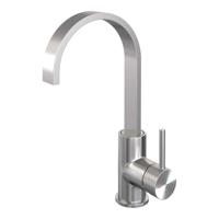 Wastafelmengkraan Brauer Brushed Carving Coldstart Opbouw Hoog Plat Gebogen Ronde Hendel Geborsteld RVS PVD PVD - thumbnail