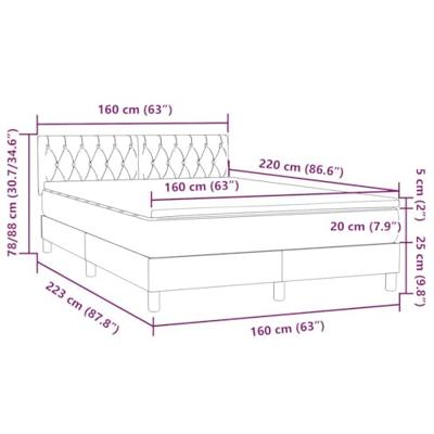 Boxspring met matras fluweel donkergrijs 160x220 cm